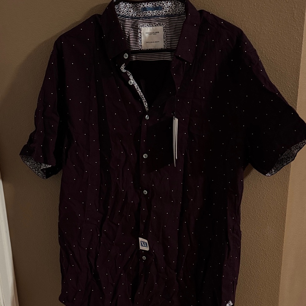 Denim & Flower Deep Purple Casual Button Down Shirt XL new with tags